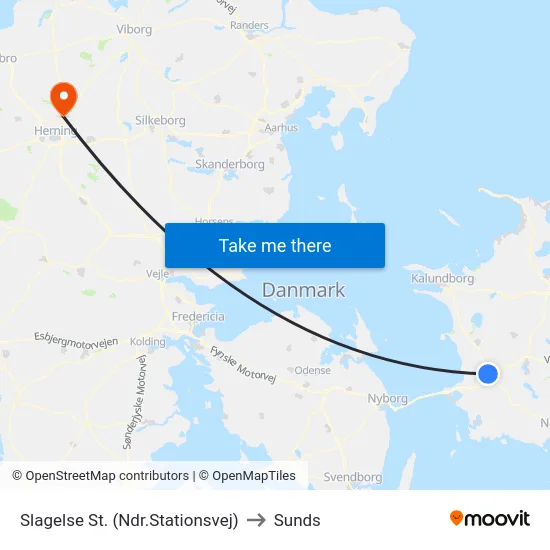 Slagelse St. (Ndr.Stationsvej) to Sunds map