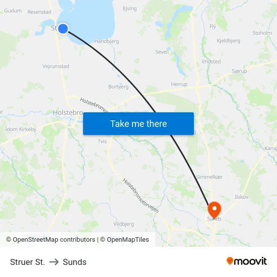 Struer St. to Sunds map