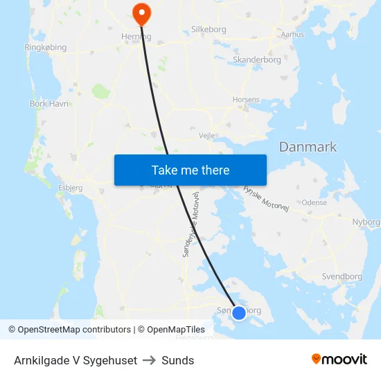 Arnkilgade V Sygehuset to Sunds map
