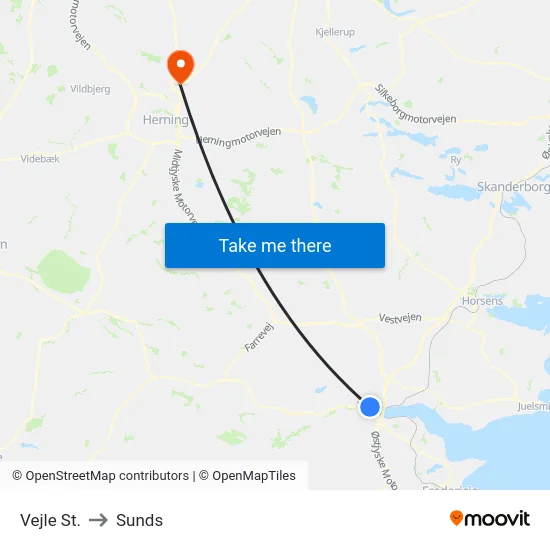 Vejle St. to Sunds map