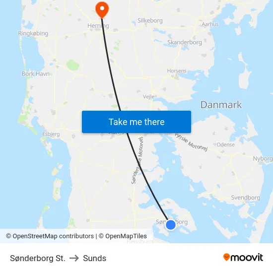 Sønderborg St. to Sunds map