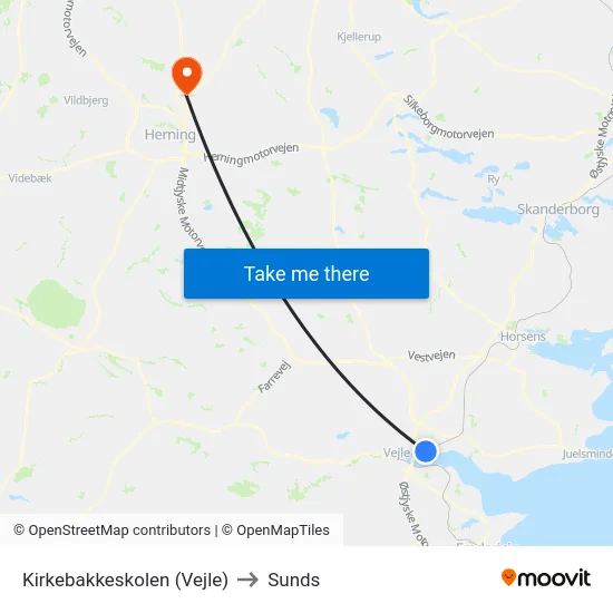 Kirkebakkeskolen (Vejle) to Sunds map
