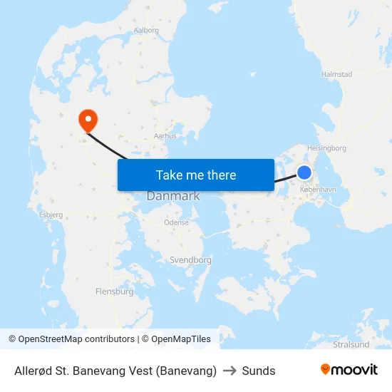 Allerød St. Banevang Vest (Banevang) to Sunds map
