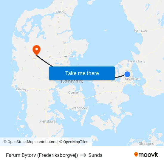 Farum Bytorv (Frederiksborgvej) to Sunds map