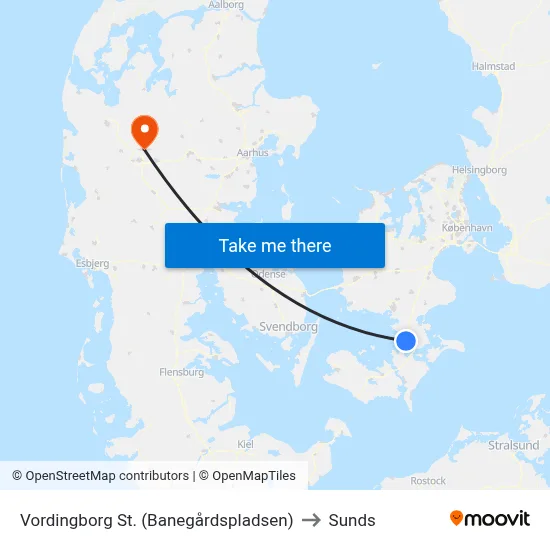 Vordingborg St. (Banegårdspladsen) to Sunds map