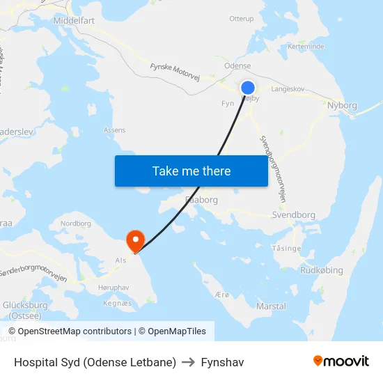 Hospital Syd (Odense Letbane) to Fynshav map