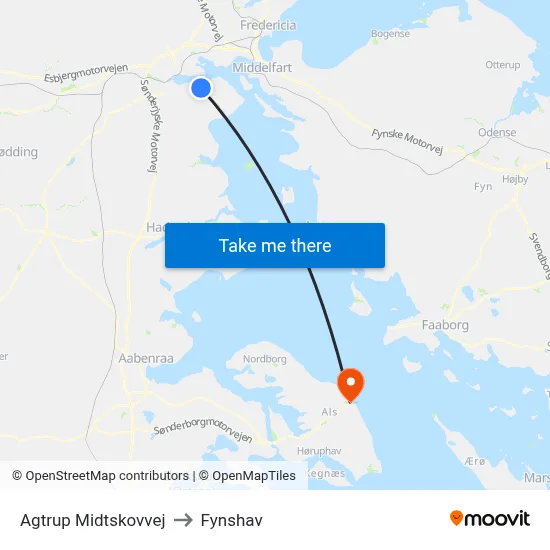 Agtrup Midtskovvej to Fynshav map