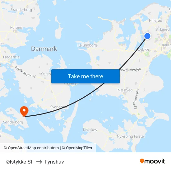 Ølstykke St. to Fynshav map