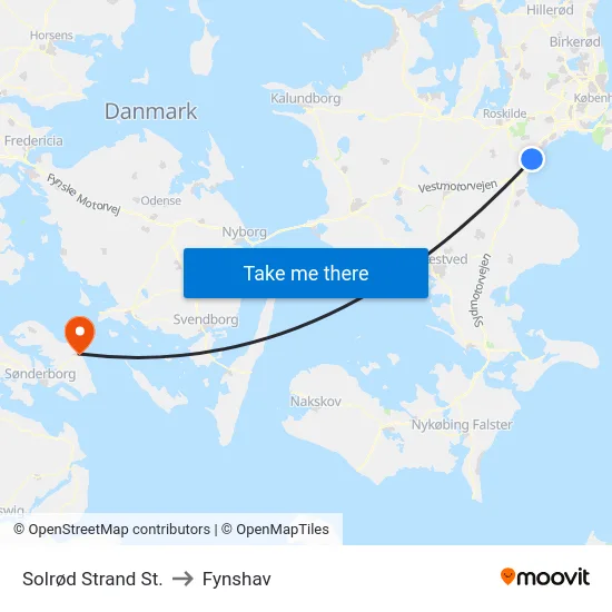 Solrød Strand St. to Fynshav map