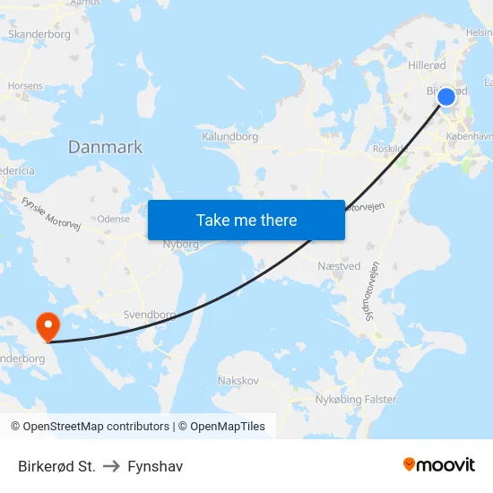 Birkerød St. to Fynshav map