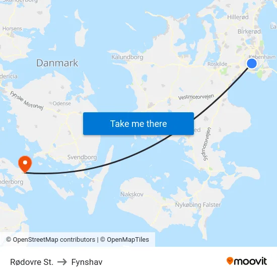 Rødovre St. to Fynshav map