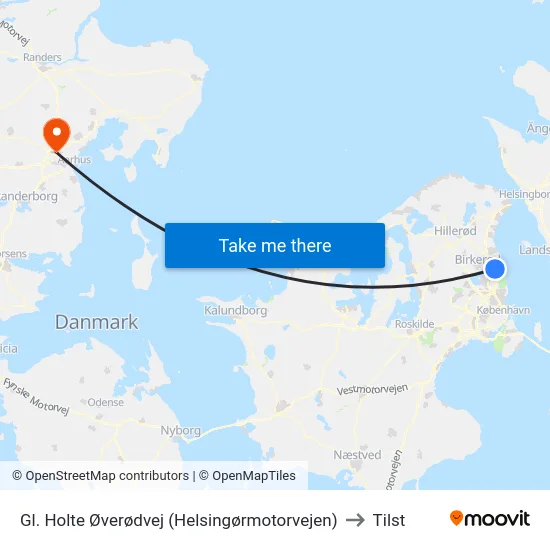 Gl. Holte Øverødvej (Helsingørmotorvejen) to Tilst map