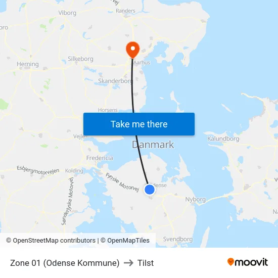 Zone 01 (Odense Kommune) to Tilst map