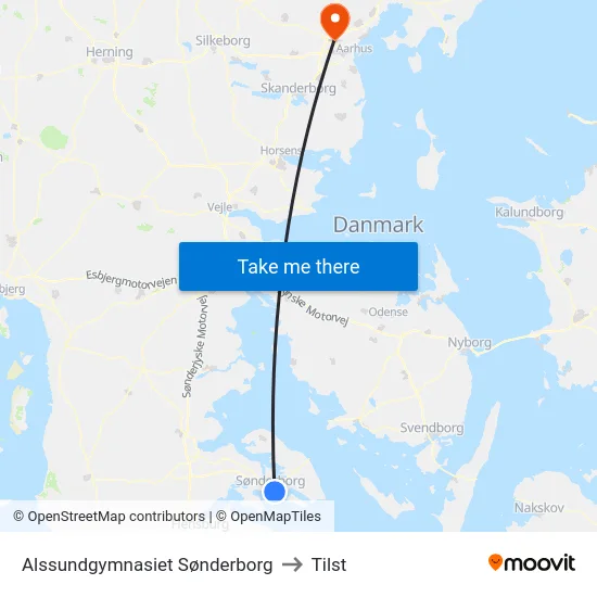 Alssundgymnasiet Sønderborg to Tilst map