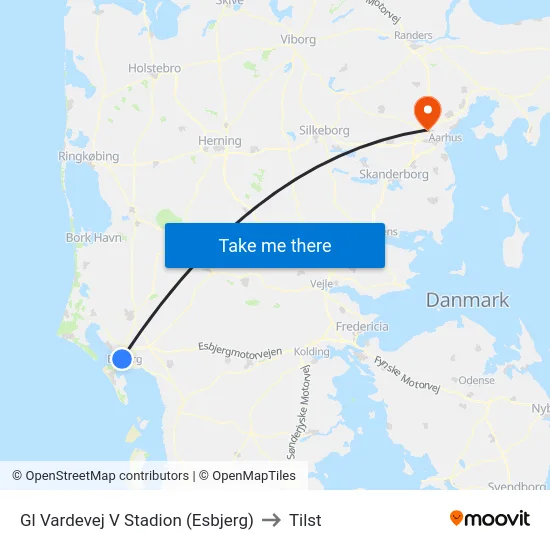 Gl Vardevej V Stadion (Esbjerg) to Tilst map