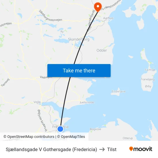 Sjællandsgade V Gothersgade (Fredericia) to Tilst map