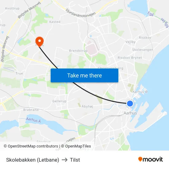 Skolebakken (Letbane) to Tilst map