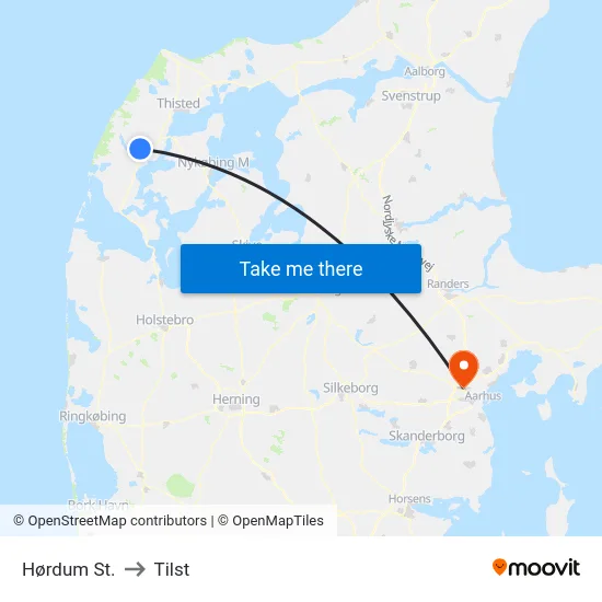Hørdum St. to Tilst map