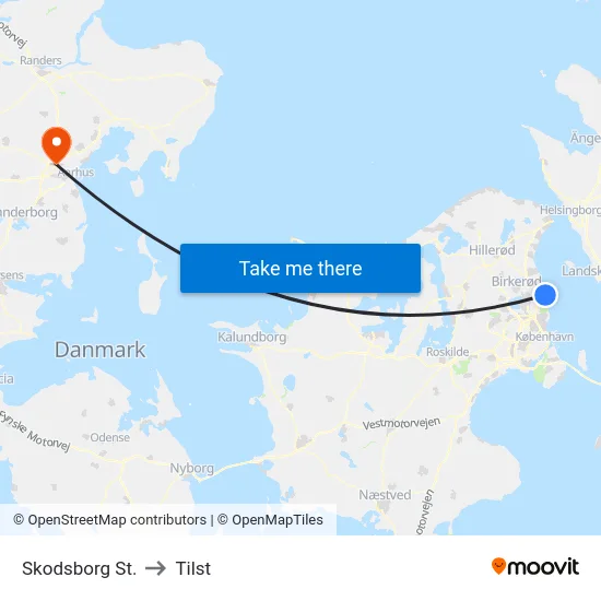 Skodsborg St. to Tilst map