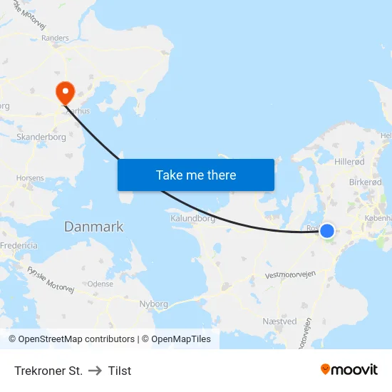 Trekroner St. to Tilst map