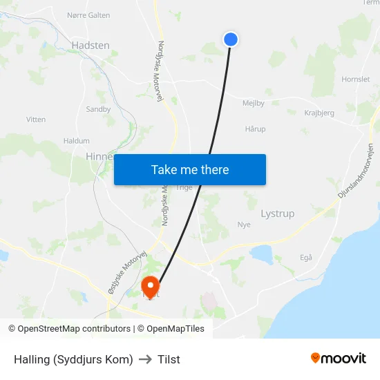 Halling (Syddjurs Kom) to Tilst map