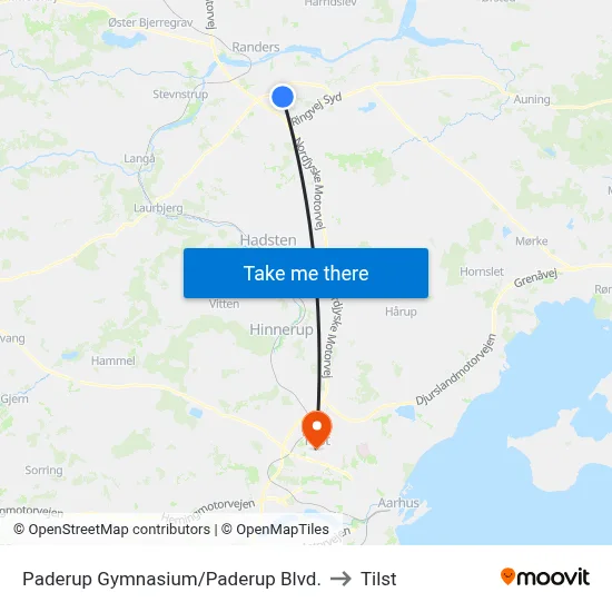 Paderup Gymnasium/Paderup Blvd. to Tilst map