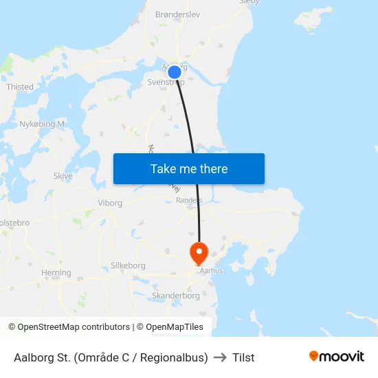 Aalborg St. (Område C / Regionalbus) to Tilst map