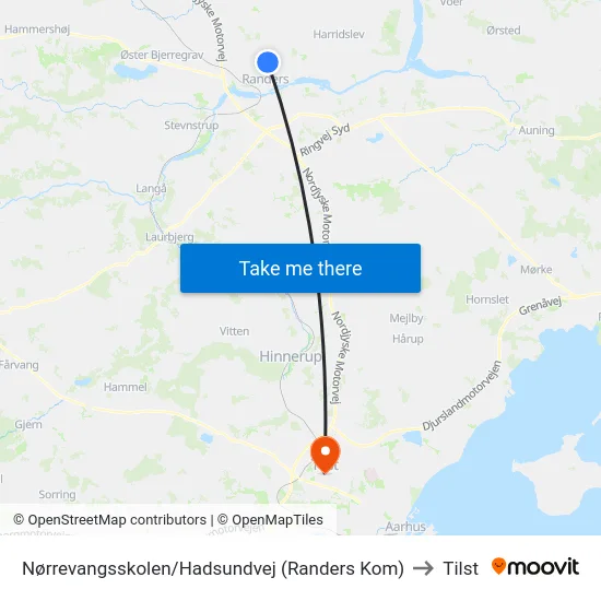 Nørrevangsskolen/Hadsundvej (Randers Kom) to Tilst map