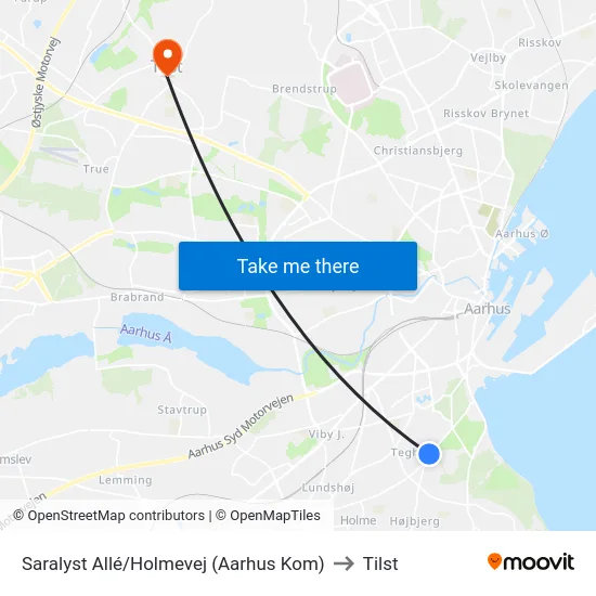 Saralyst Allé/Holmevej (Aarhus Kom) to Tilst map