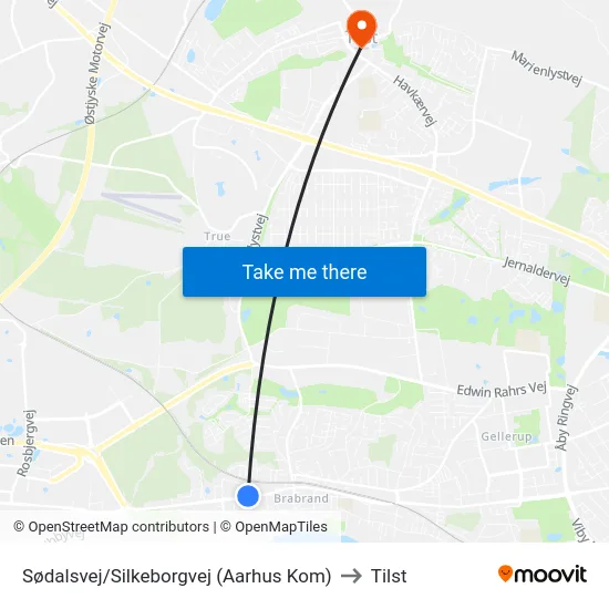 Sødalsvej/Silkeborgvej (Aarhus Kom) to Tilst map