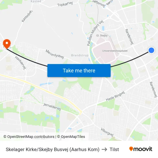 Skelager Kirke/Skejby Busvej (Aarhus Kom) to Tilst map