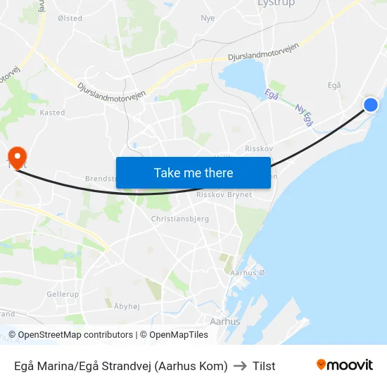 Egå Marina/Egå Strandvej (Aarhus Kom) to Tilst map