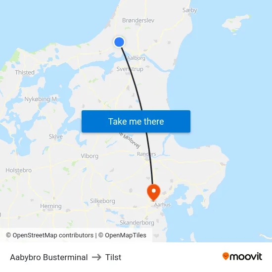 Aabybro Busterminal to Tilst map