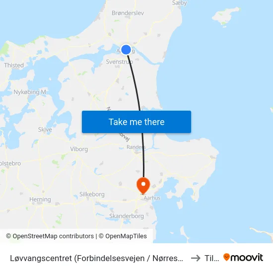 Løvvangscentret (Forbindelsesvejen / Nørresundby) to Tilst map