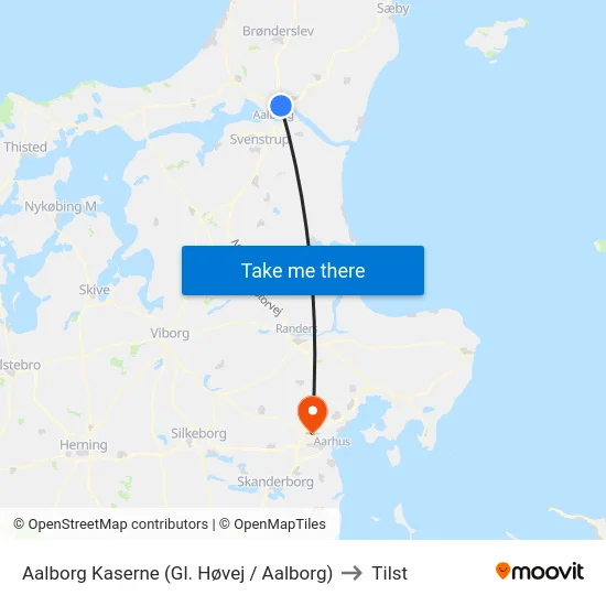 Aalborg Kaserne (Gl. Høvej / Aalborg) to Tilst map