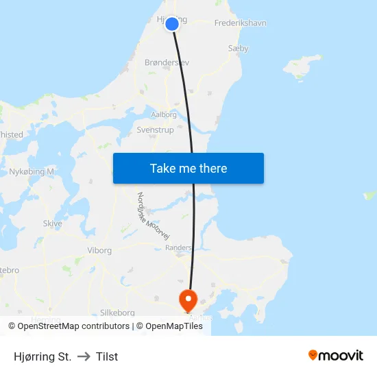 Hjørring St. to Tilst map