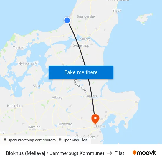 Blokhus (Møllevej / Jammerbugt Kommune) to Tilst map