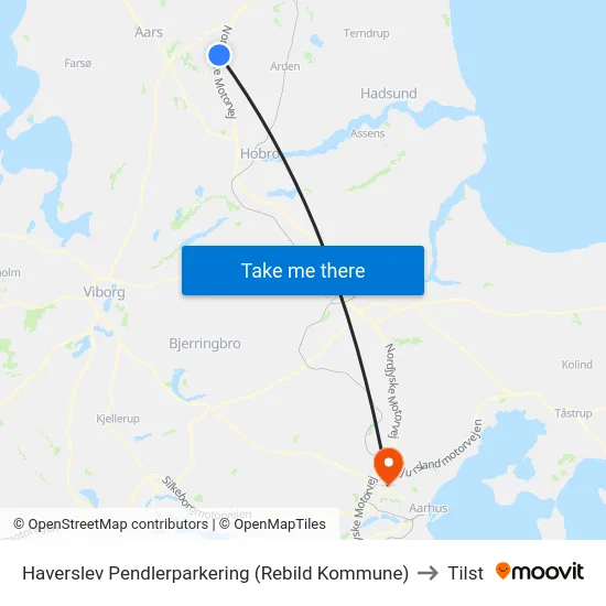 Haverslev Pendlerparkering (Rebild Kommune) to Tilst map