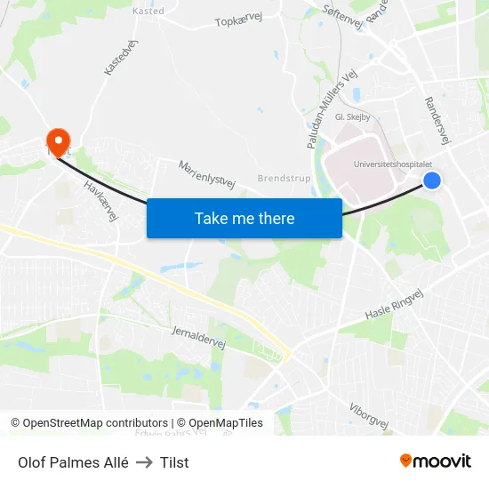 Olof Palmes Allé to Tilst map