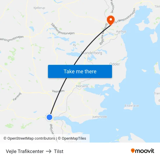 Vejle Trafikcenter to Tilst map