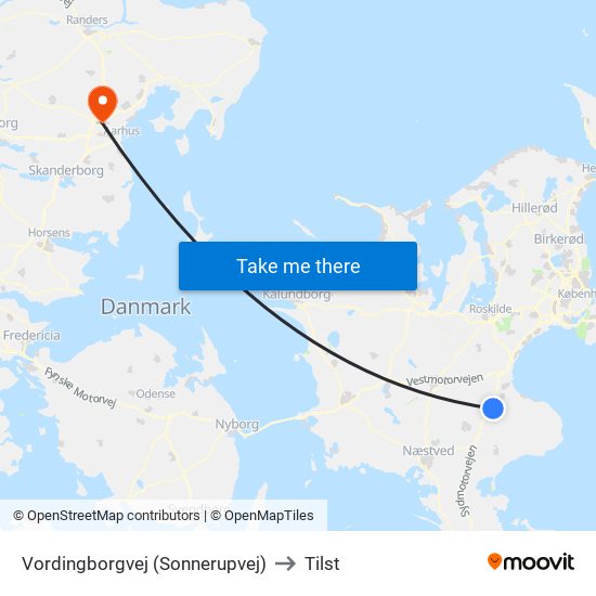 Vordingborgvej (Sonnerupvej) to Tilst map