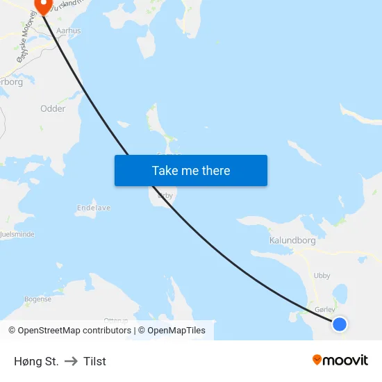 Høng St. to Tilst map