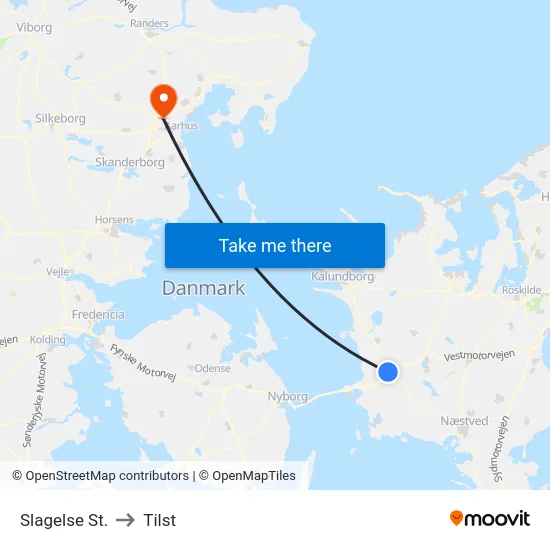 Slagelse St. to Tilst map