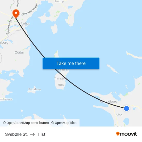 Svebølle St. to Tilst map