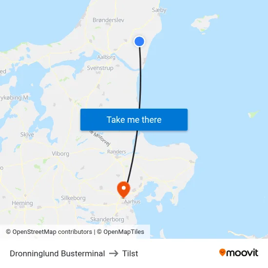 Dronninglund Busterminal to Tilst map