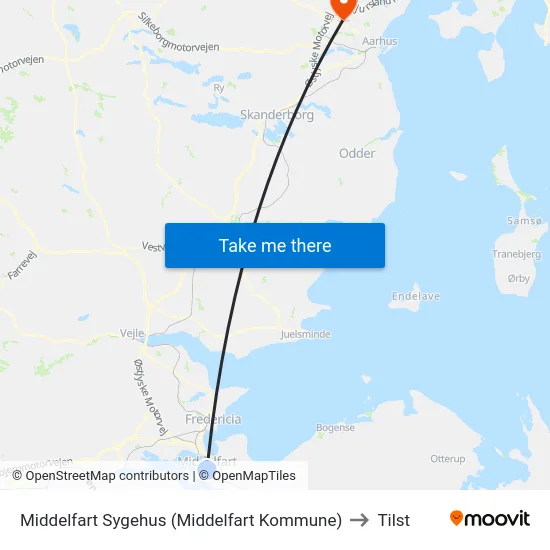 Middelfart Sygehus (Middelfart Kommune) to Tilst map
