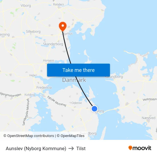 Aunslev (Nyborg Kommune) to Tilst map