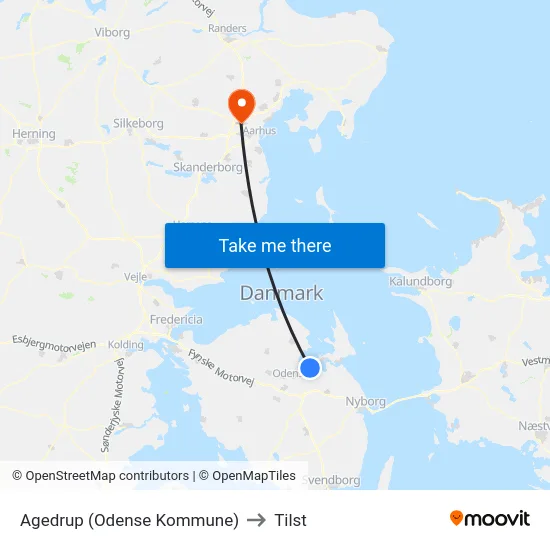Agedrup (Odense Kommune) to Tilst map