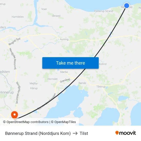 Bønnerup Strand (Norddjurs Kom) to Tilst map
