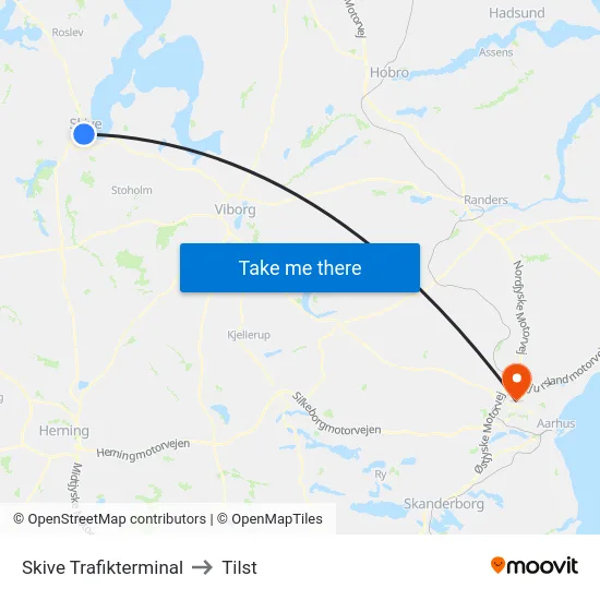 Skive Trafikterminal to Tilst map